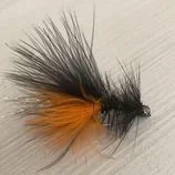 Black Tungsten Black and orange thin mint woolly bugger