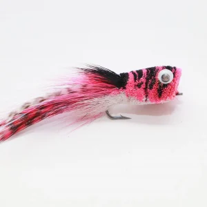 PINK BLACK AND WHITE SALTWATER DEER HAIR POPPER