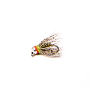 Silver tungsten soft hackle olive body nymph