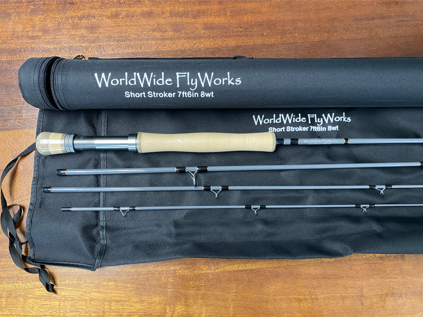 WorldWide FlyWorks (Short Stroker) 7’ 6” 8 Weight 4pcs Fly Rod with Sock / Tube